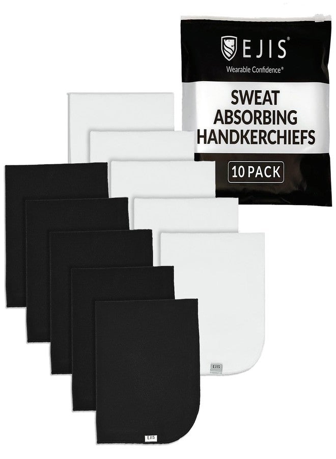 Ejis Sweat Absorbing Handkerchiefs (10 Pack) - 12x12 Large Odor-Resistant Quick-Dry Towels for Face & Hands - For Men & Women - Black/White - Image 1